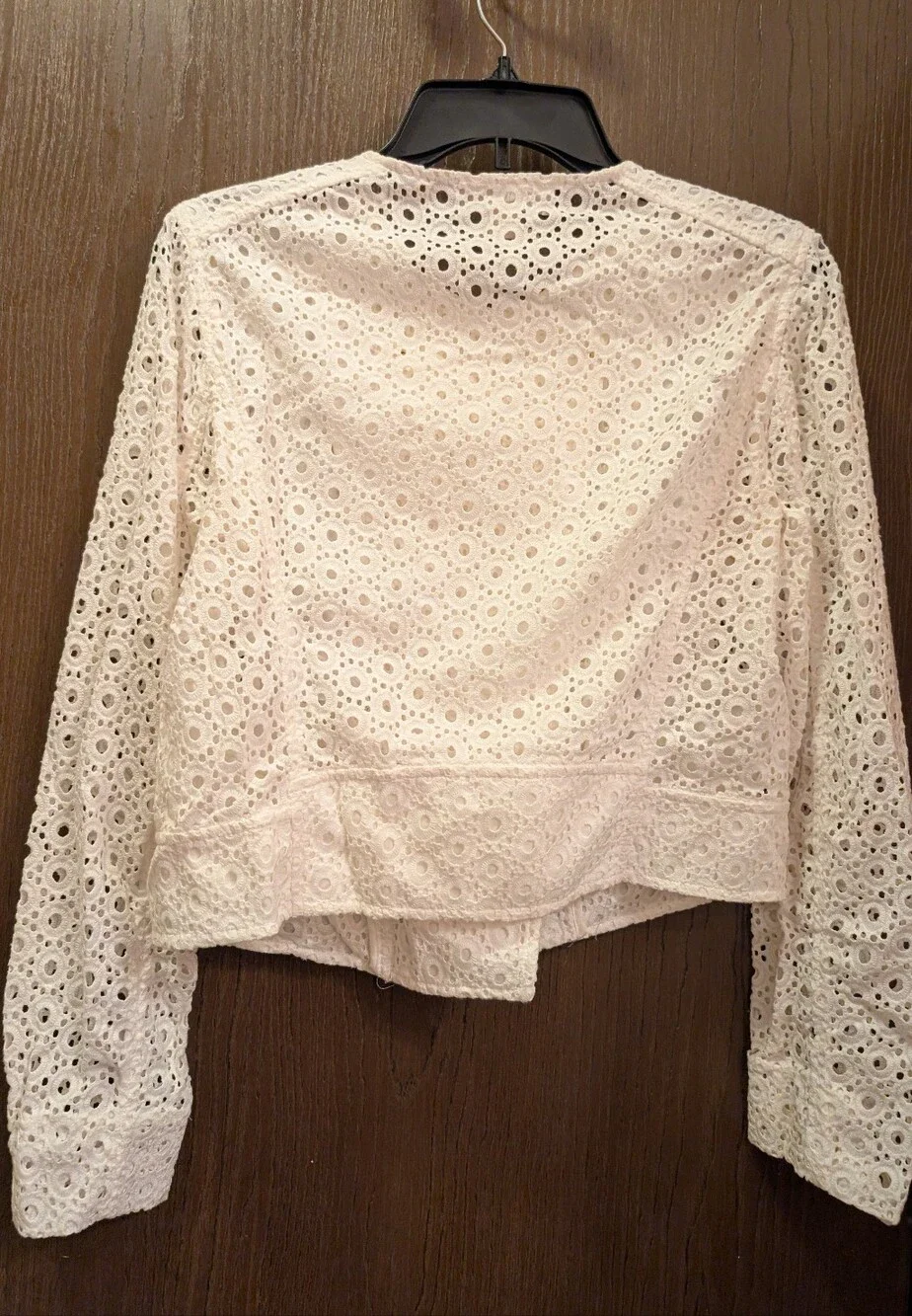 Michael Kors Sz-4 Women White Eyelet Zip Jacket